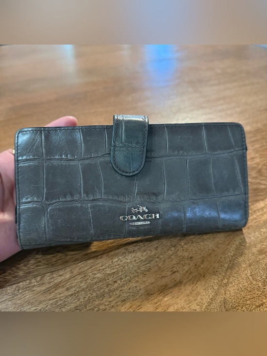 Coach Handbags - Coach Black Croc-Embossed Leather Snap Wallet